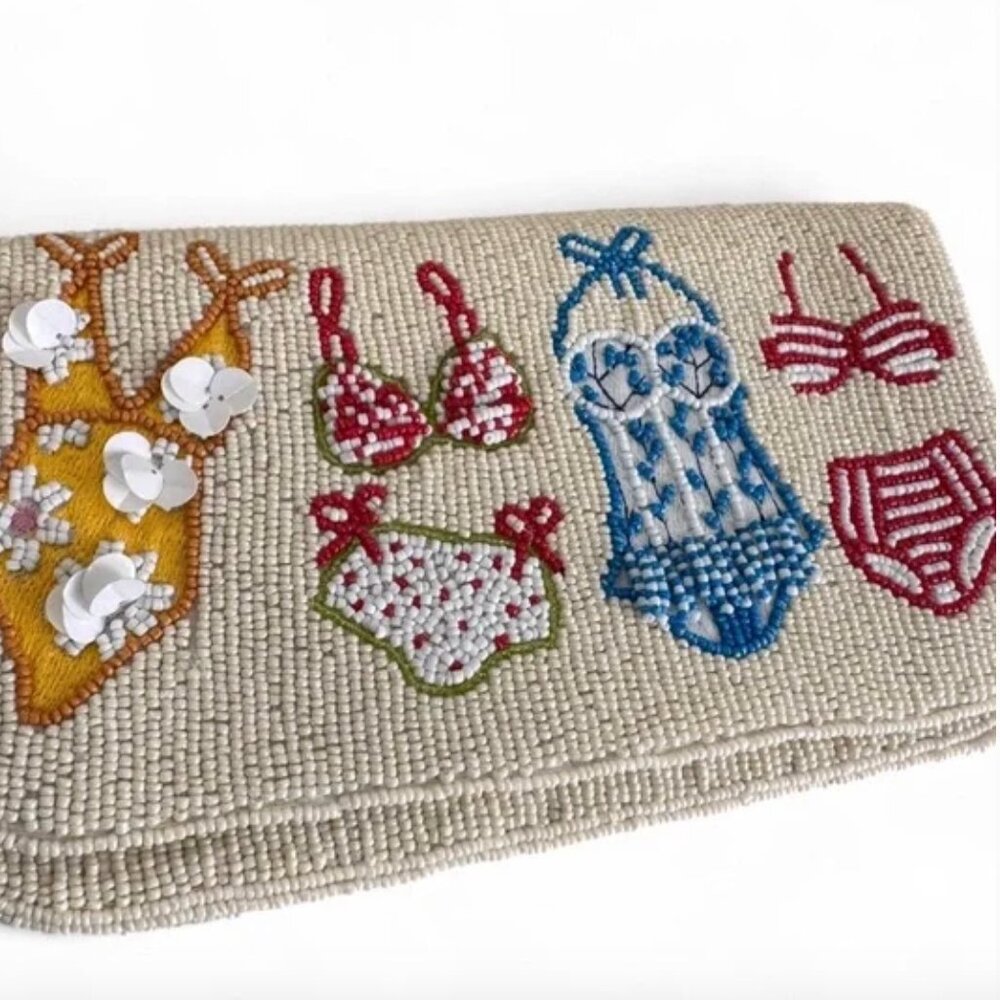 Bikini Swimsuit Beaded Shoulder Bag Handcrafted In India w Charm NWT - Picture 2 of 6